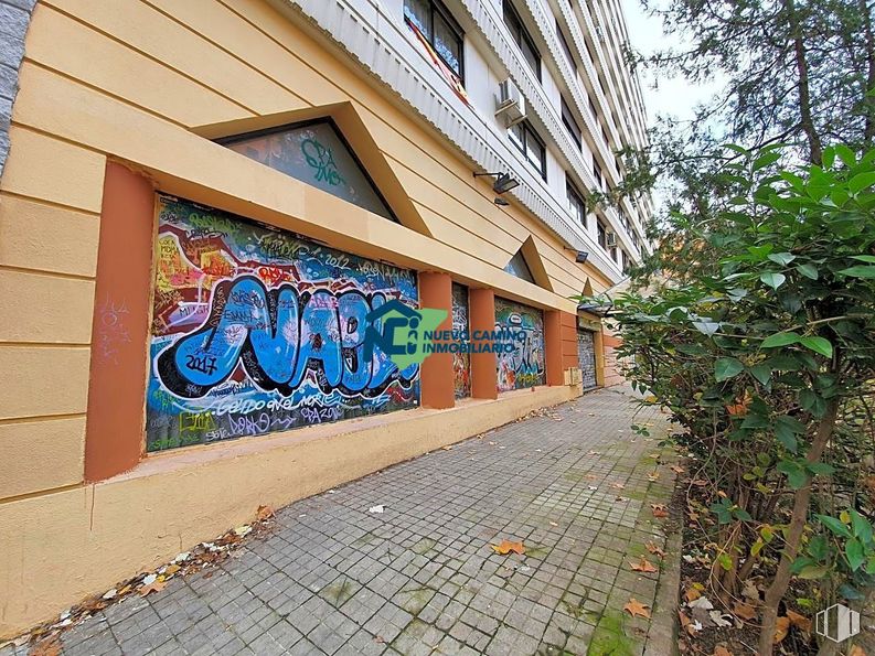 Local en alquiler en Calle de Luis de Salazar, Chamartín, Madrid, 28002 con edificio, ventana, planta, superficie de carretera, diseño urbano, barrio, ladrillo, árbol, grafiti y arte alrededor