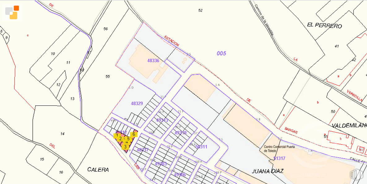 Suelo en venta en Calle S-34 Número 3, Olías del Rey, Toledo, 45280 con ecorregión, mapa, pendiente, terreno, diseño urbano, línea, fuente, paralelo, rectángulo y captura alrededor