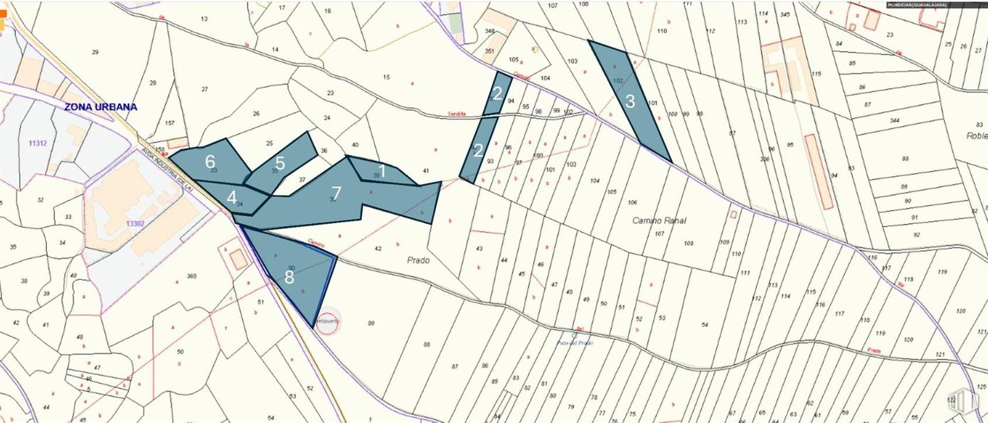 Land for sale at Polígono 6 Parcela, 90, Mondéjar, Guadalajara, 19110 with world, map, slope, triangle, urban design, font, schematic, parallel, pattern and technical drawing around