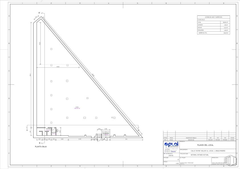 Retail for rent at Calle Divino Vallés, 14, Arganzuela, Madrid, 28045 with white, text, font, diagram, slope, number, schematic, triangle, plan and technical drawing around