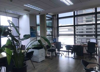 Oficina en venta en Zona empresarial, Alcobendas, Madrid, 28108 con silla, planta de interior, lámpara, mueble, alumbrado, planta, maceta, mesa, accesorio y edificio alrededor