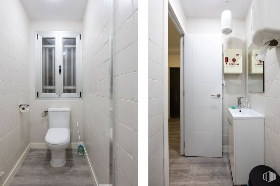 Retail for sale at Avenida América, Salamanca, Madrid, 28002 with toilet, lighting, light fixture, door, window, toilet seat, wall, bathroom, flooring and floor around