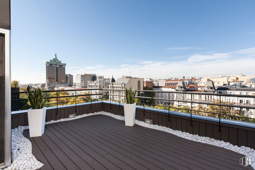 Oficina en alquiler en Edificio Cúspide, Paseo Castellana, 18, Salamanca, Madrid, 28046 con planta de interior, maceta, edificio, cielo, nube, condominio, diseño urbano, madera, zona residencial y casa alrededor