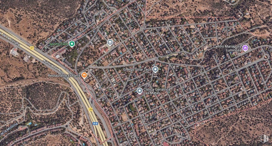 Land for sale at Las Matas, Las Rozas de Madrid, Madrid, 28290 with map, urban design, aerial photography, bird's-eye view, intersection, road junction and screenshot around