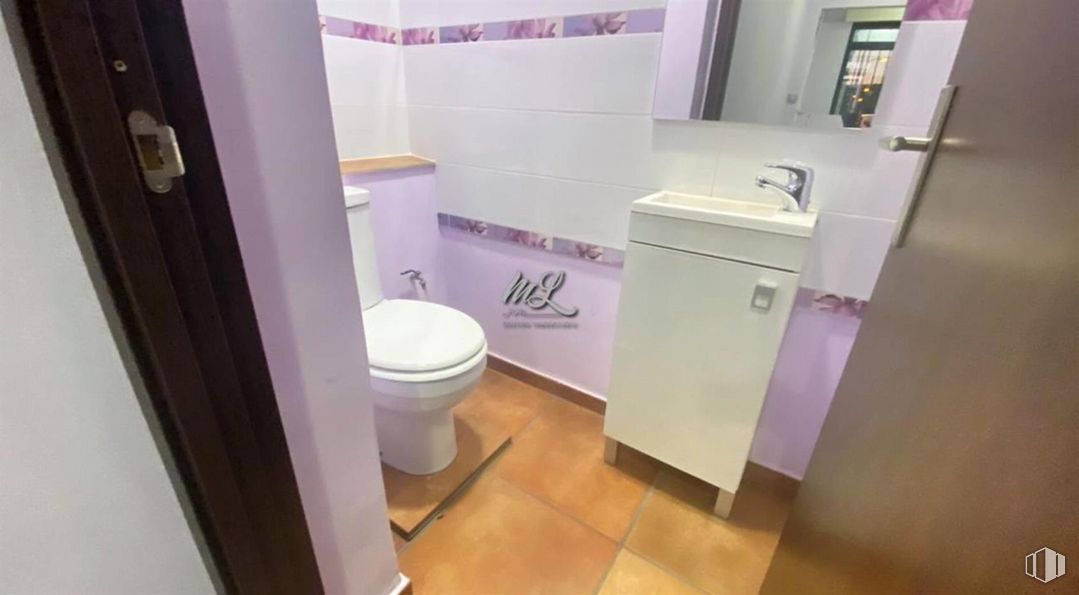 Retail for rent at Calle Duque Ahumada, Toledo, 45005 with toilet, bathroom cabinet, mirror, property, cabinetry, sink, plumbing fixture, purple, bathroom and tap around