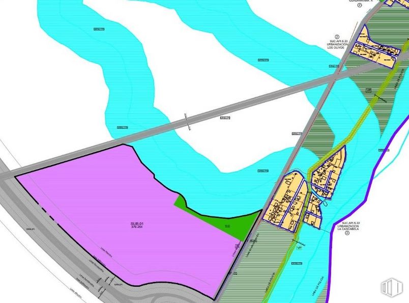 Land for sale at Urbanización La Zarzilla, s/n, El Viso de San Juan, Toledo, 45215 with slope, line, aqua, font, map, parallel, diagram, graphics, circle and magenta around