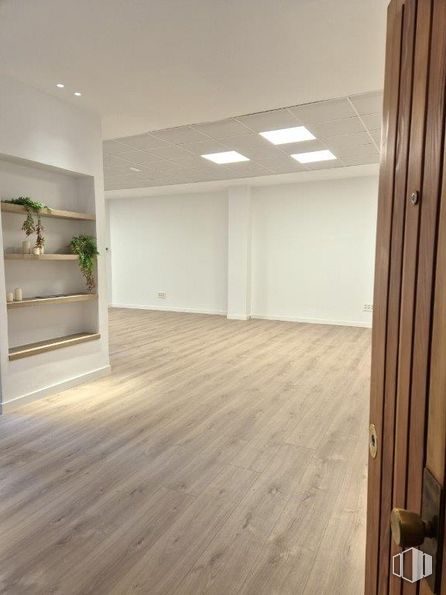 Oficina en alquiler en Plaza Conde del Valle de Suchil, Chamberí, Madrid, 28015 con planta de interior, manija de la puerta, edificio, madera, accesorio, suelos, tinte para madera, suelo, pared y hall alrededor