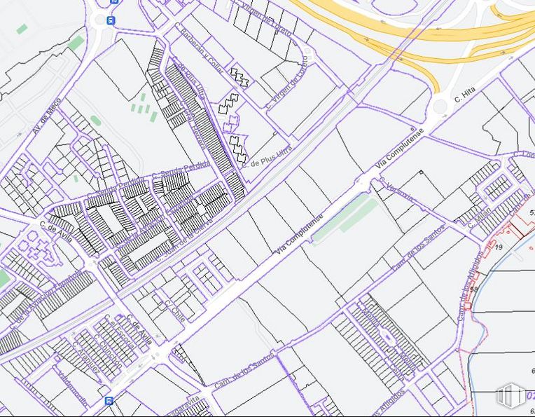 Land for sale at Vía Complutense, Alcalá de Henares, Madrid, 28802 with map, ecoregion, urban design, parallel, pattern, engineering, font, slope, plan and rectangle around