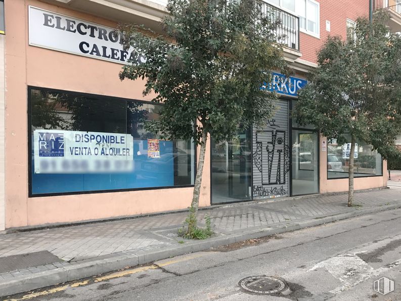 Local en alquiler y venta en Avenida Constitución, 184, Torrejón de Ardoz, Madrid, 28850 con edificio, planta, propiedad, ventana, árbol, superficie de la carretera, asfalto, fuente, fachada y ciudad alrededor