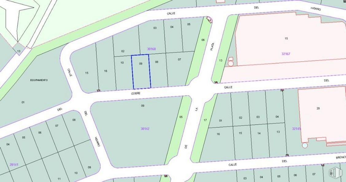 Suelo en venta en Calle Cobre, Chiloeches, Guadalajara, 19160 con mapa, diseño urbano, lote de terreno, pendiente, línea, en paralelo, patrón, plan, planta terrestre y asentamiento humano alrededor