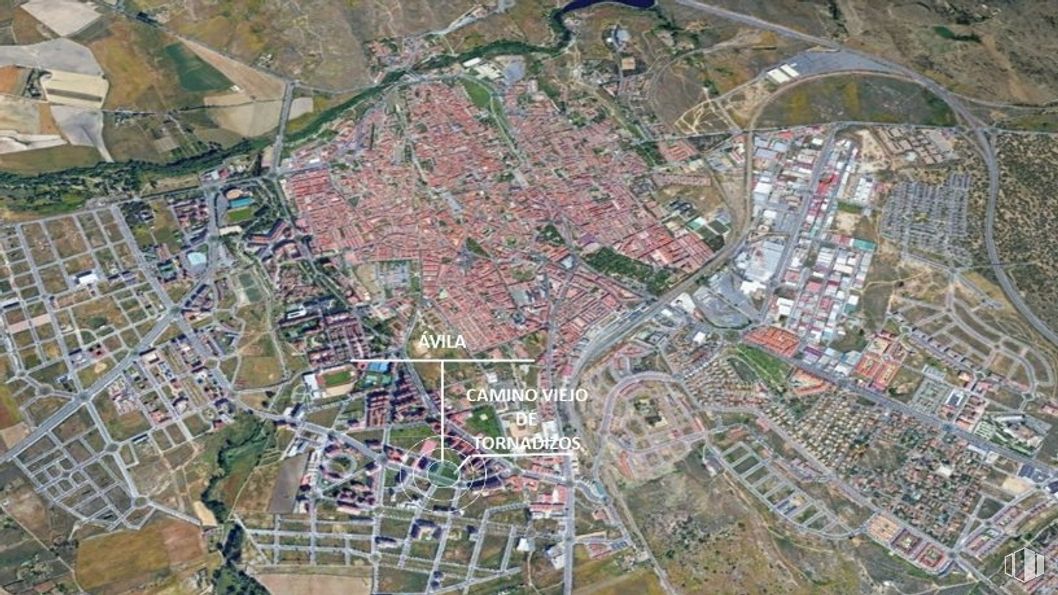 Land for sale at Camino Viejo Tornadizos, 11, Ávila, 05003 with property, map, infrastructure, land lot, urban design, residential area, neighbourhood, landscape, city and metropolitan area around