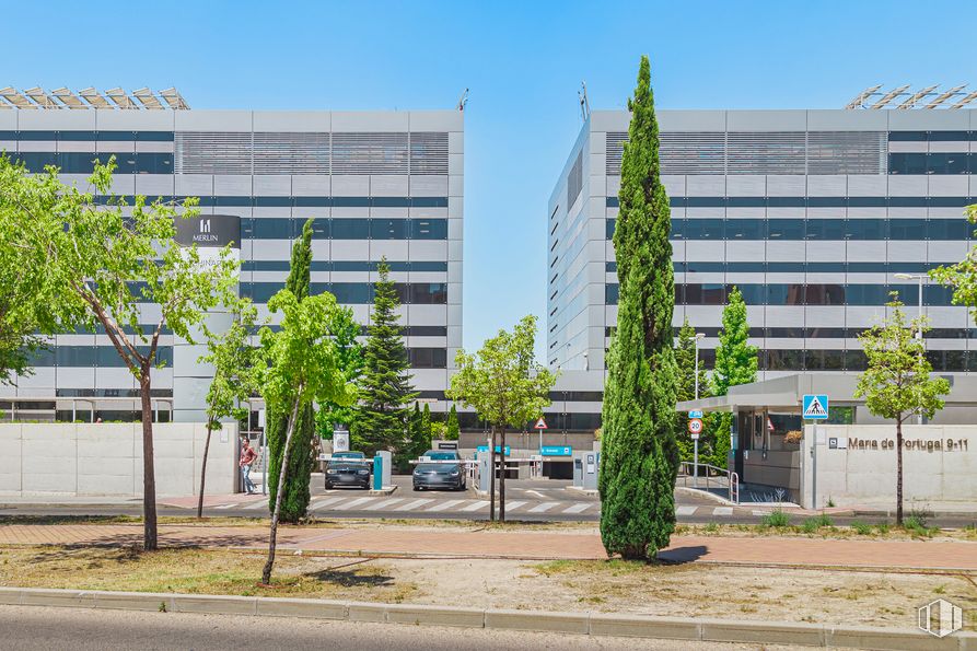 Oficina en alquiler en Campus San Chinarro, Calle María de Portugal, 9 - 11, Hortaleza, Madrid, 28050 con edificio, planta, día, cielo, arquitectura, terreno, diseño urbano, árbol, vegetación y accesorio alrededor