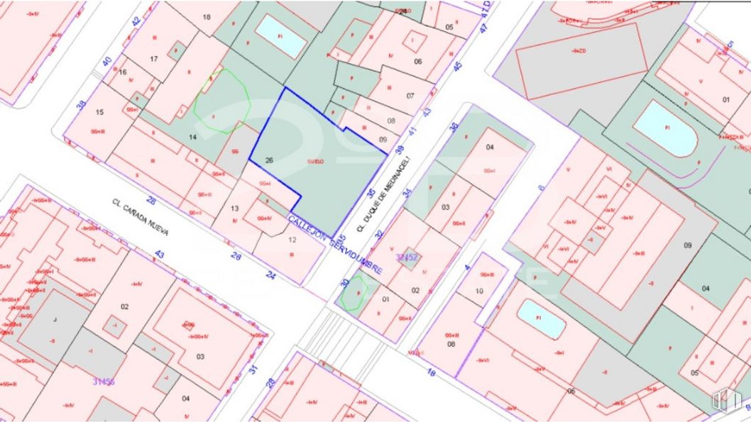 Land for sale at Calle Duque de Medinaceli, 35, San Lorenzo de El Escorial, Madrid, 28200 with map, infrastructure, land lot, font, world, line, urban design, parallel, pattern and rectangle around