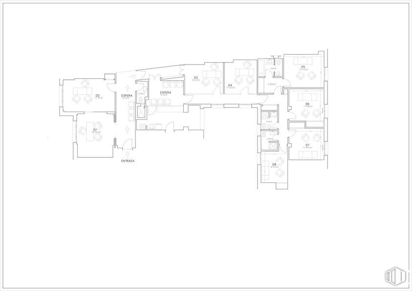 Office for sale at Argüelles, Moncloa - Aravaca, Madrid, 28008 with white, schematic, diagram, map, drawing, plan, technical drawing, sketch, floor plan and line art around