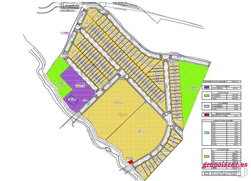 Suelo en venta en Polígono Campo de Tiro, 1, Numancia de la Sagra, Toledo, 45230 con mapa, pendiente, fuente, paralelo, patrón, planta terrestre, diagrama, diseño urbano, plan y rectángulo alrededor