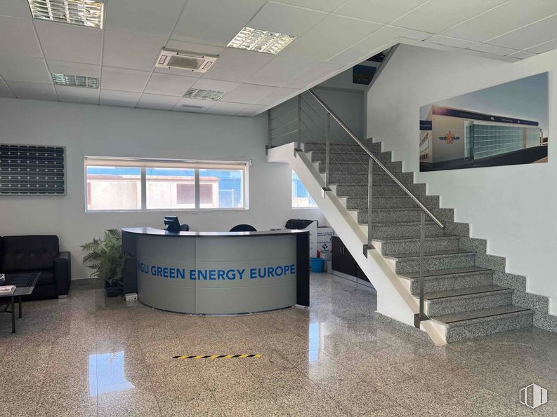 Industrial for sale at Polígono industrial Sur, San Agustín del Guadalix, Madrid, 28750 with table, chair, furniture, window, lighting, building, stairs, interior design, floor and flooring around