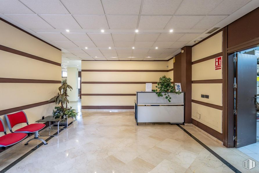 Office for sale at Zona Auditorio, Las Rozas de Madrid, Madrid, 28230 with houseplant, chair, door, flooring, interior design, floor, ceiling, lighting, hall and furniture around