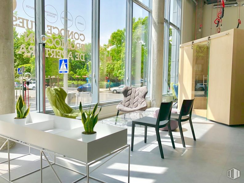 Oficina en alquiler en Calle Juan de Mariana, 17, Arganzuela, Madrid, 28045 con silla, planta de interior, planta, mueble, propiedad, planta de casa, maceta, mesa, ventana, sombra y diseño de interiores alrededor