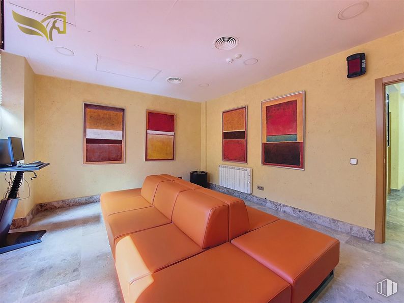 Office for sale at Calle Vega, Torrijos, Toledo, 45500 with couch, property, orange, interior design, lighting, wood, comfort, flooring, floor and picture frame around