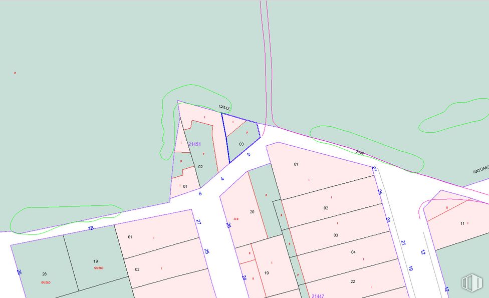 Suelo en venta en PAU 2 Patrocinio, Talavera de la Reina, Toledo, 45600 con mapa, pendiente, terreno, diseño urbano, esquemático, paralelo, rectángulo, fuente, patrón y planear alrededor