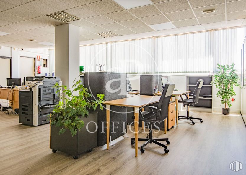 Oficina en venta en Zona Hortaleza, Hortaleza, Madrid, 28043 con planta de interior, mesa, mueble, planta, escritorio, silla, silla de oficina, diseño automotriz, edificio y pavimento alrededor