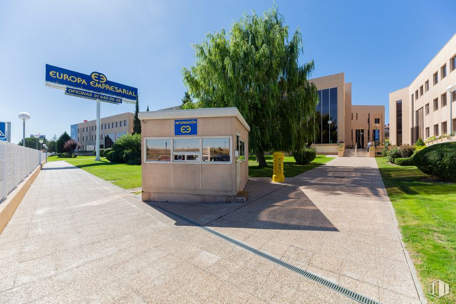 Oficina en alquiler en Edificio Londres, Playa de Liencres, 2, Las Rozas de Madrid, Madrid, 28230 con edificio, cielo, planta, superficie de carretera, ventana, asfalto, árbol, sombra, diseño urbano y acera alrededor