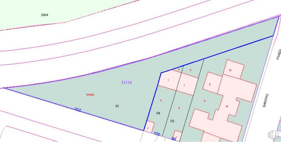 Land for sale at Avenida Constitución, El Pedernoso, Cuenca, 16638 with 2d barcode, rectangle, slope, triangle, line, font, parallel, magenta, symmetry and circle around