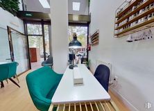 Retail for rent at Avenida Pablo Neruda, Puente de Vallecas, Madrid, 28018 with table, chair, furniture, interior design, flooring, floor, lighting, shelving, desk and shelf around