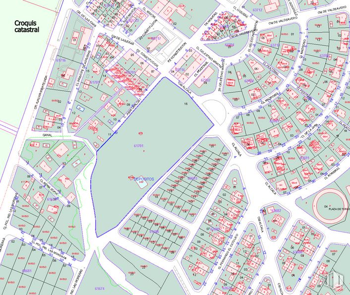 Suelo en venta en Casco Urbano Serracines, Fresno de Torote, Madrid, 28615 con mapa, ecorregión, diseño urbano, lote de tierra, fuente, línea, paralelo, patrón, plan y asentamiento humano alrededor