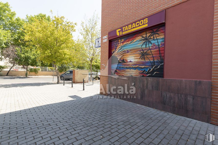 Local en venta en Calle Píop Baroja, Alcalá de Henares, Madrid, 28806 con edificio, planta, árbol, superficie de la carretera, asfalto, sombra, barrio, diseño urbano, acera y arte alrededor