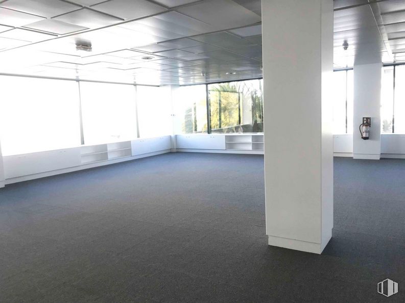 Oficina en alquiler en Zona empresarial La Moraleja, Alcobendas, Madrid, 28108 con hall, interiorismo, accesorio, suelos, suelo, sombra, vidrio, material compuesto, techo y hormigón alrededor