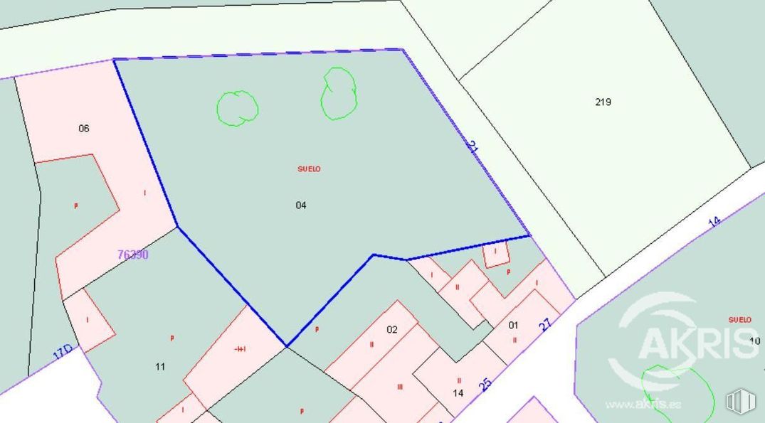 Land for sale at Calle San Martín, Ocaña, Toledo, 45300 with rectangle, triangle, map, slope, font, line, parallel, pattern, circle and symmetry around