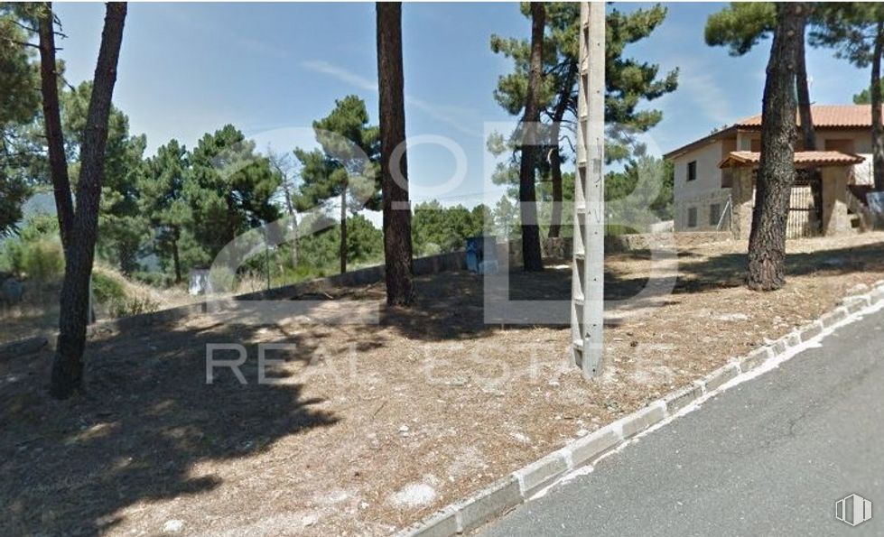 Land for sale at Urbanización Entrepinos, Cadalso de los Vidrios, Madrid, 28640 with house, sky, plant, building, cloud, tree, road surface, land lot, asphalt and landscape around