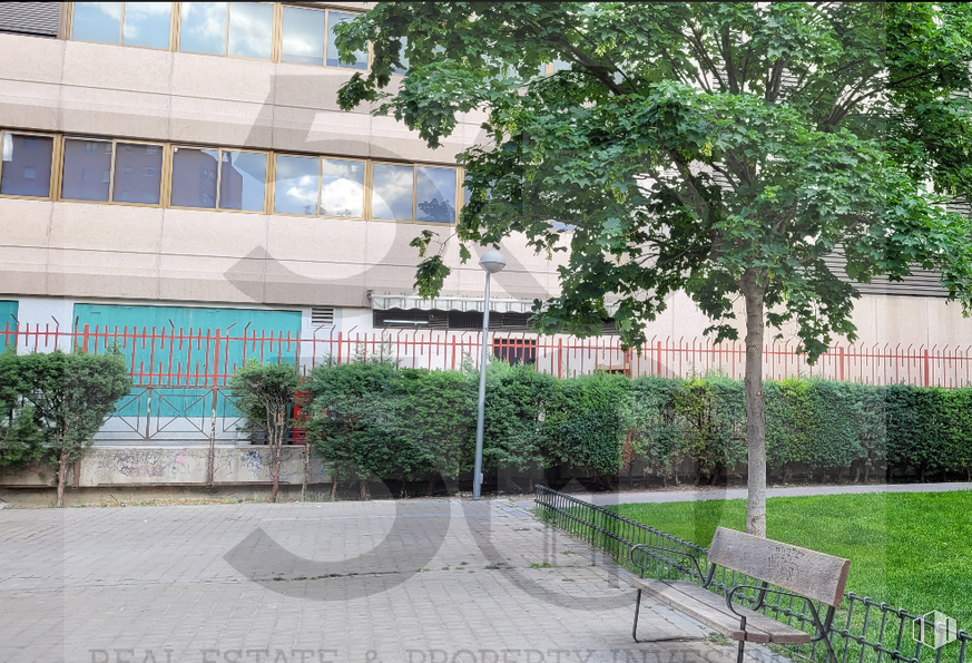 Local en venta en Camino Valderribas, 93, Puente de Vallecas, Madrid, 28038 con mesa de trabajo, edificio, ventana, planta, árbol, diseño urbano, sombra, banco de exterior, ocio y fachada alrededor