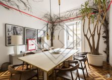 Office for rent at Calle Ruiz de Alarcón, Retiro, Madrid, 28014 with kitchen & dining room table, chair, lighting, table, picture frame, houseplant, furniture, interior design, flooring and wall around