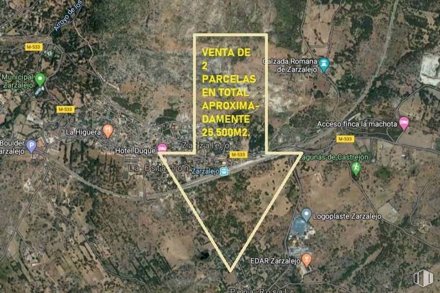 Suelo en venta en Zona Peña Rosal, Zarzalejo, Madrid, 28293 con persona, ecorregión, mapa, infraestructura, entorno natural, vegetación, planta terrestre, bioma, pendiente y fuente alrededor