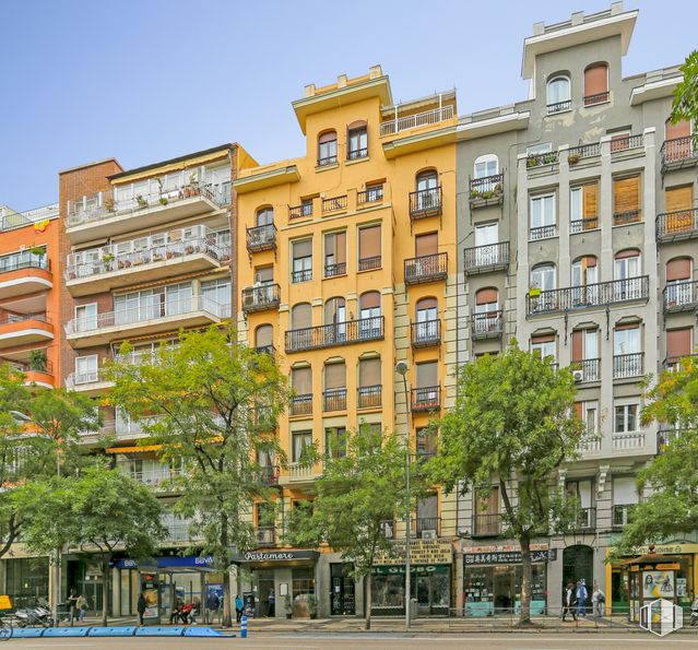 Local en venta en Calle Alcalá, 191, Salamanca, Madrid, 28009 con edificio, cielo, ventana, bloque de pisos, diseño urbano, condominio, árbol, bioma, barrio y zona residencial alrededor