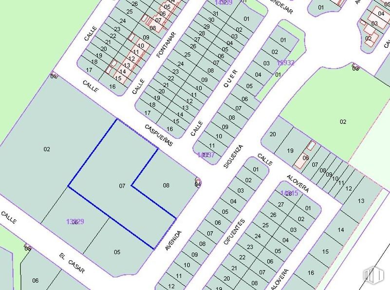 Land for sale at Calle Caspueñas, Cabanillas del Campo, Guadalajara, 19171 with plan, diagram, map, schematic, floor plan and technical drawing around