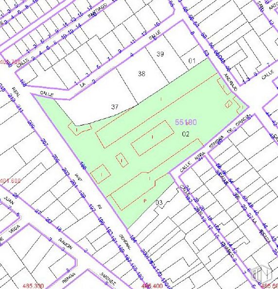 Land for sale at Calle Real, 186, Corral de Almaguer, Toledo, 45880 with rectangle, slope, font, line, map, triangle, parallel, pattern, symmetry and magenta around