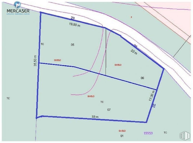 Land for sale at Calle Fuente, Torrejón del Rey, Guadalajara, 19174 with rectangle, slope, font, parallel, triangle, map, pattern, symmetry, circle and diagram around