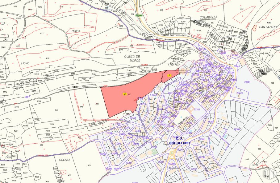 Land for sale at Zona Castillo, Cogolludo, Guadalajara, 19230 with ecoregion, world, map, atlas, urban design, parallel, design, plan, pattern and font around