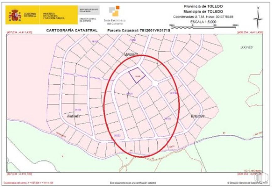 Land for sale at Urbanización Montesión, UA 28-A San Fernardo II Fase 0, Toledo, 45008 with rectangle, product, map, slope, font, line, screenshot, circle, parallel and pattern around