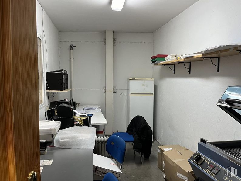 Industrial for sale at Camino Carrera, Fuente el Saz de Jarama, Madrid, 28140 with chair, shipping box, box, table top, property, building, interior design, cabinetry, flooring and shelving around