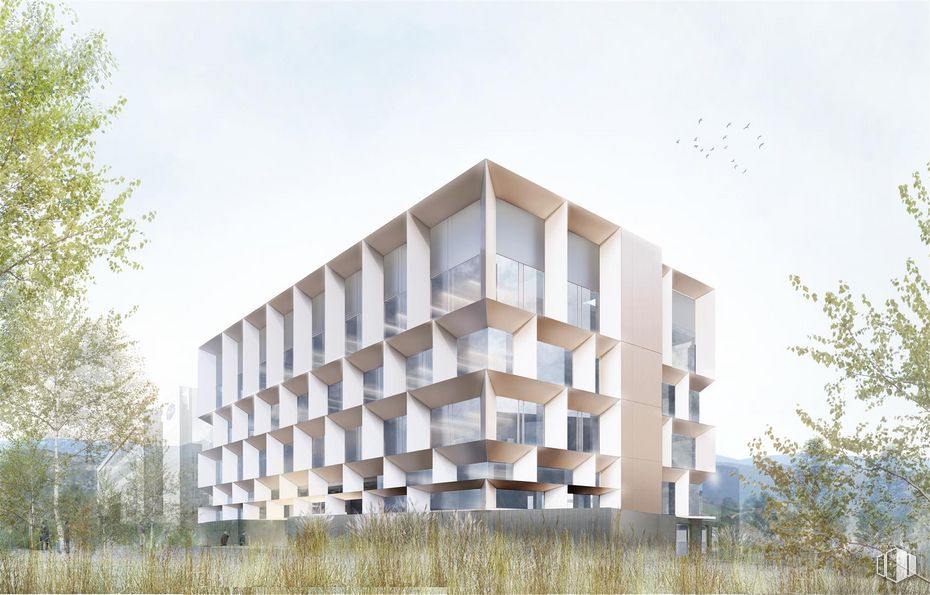 Oficina en alquiler en Avenida Europa, 20 A, Alcobendas, Madrid, 28108 con edificio, casa, cielo, planta, diseño urbano, lote de terreno, bloque de pisos, árbol, bioma y zona residencial alrededor