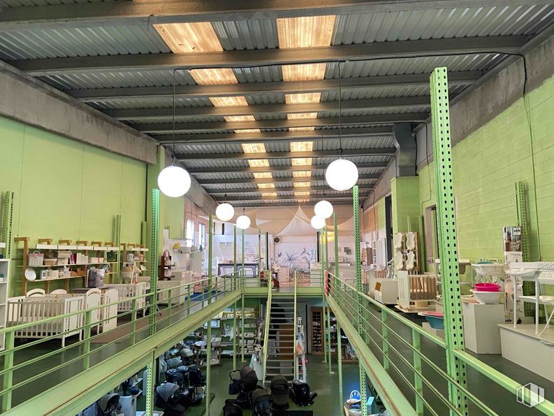 Industrial for rent at Polígono industrial Norte, San Sebastián de los Reyes, Madrid, 28700 with lighting, light fixture, ceiling, interior design, shelving, furniture, shelf, bookcase, engineering and design around