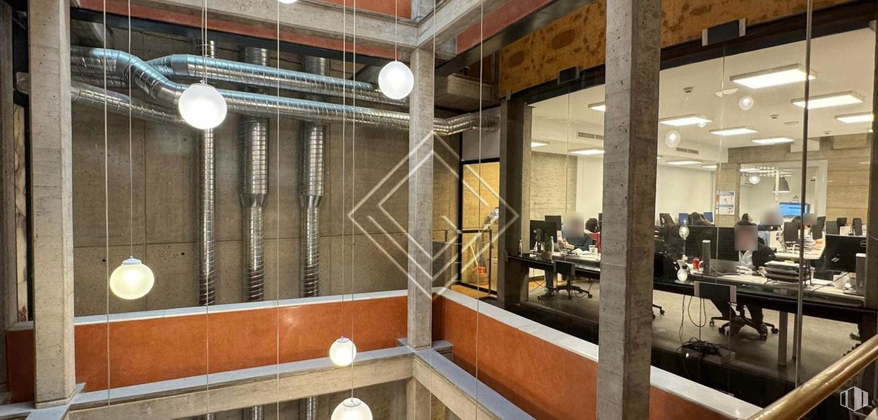 Office for sale & for rent at Zona Cortes, Centro, Madrid, 28014 with lighting, interior design, ceiling, flooring, floor, furniture, composite material, light fixture, glass and chair around