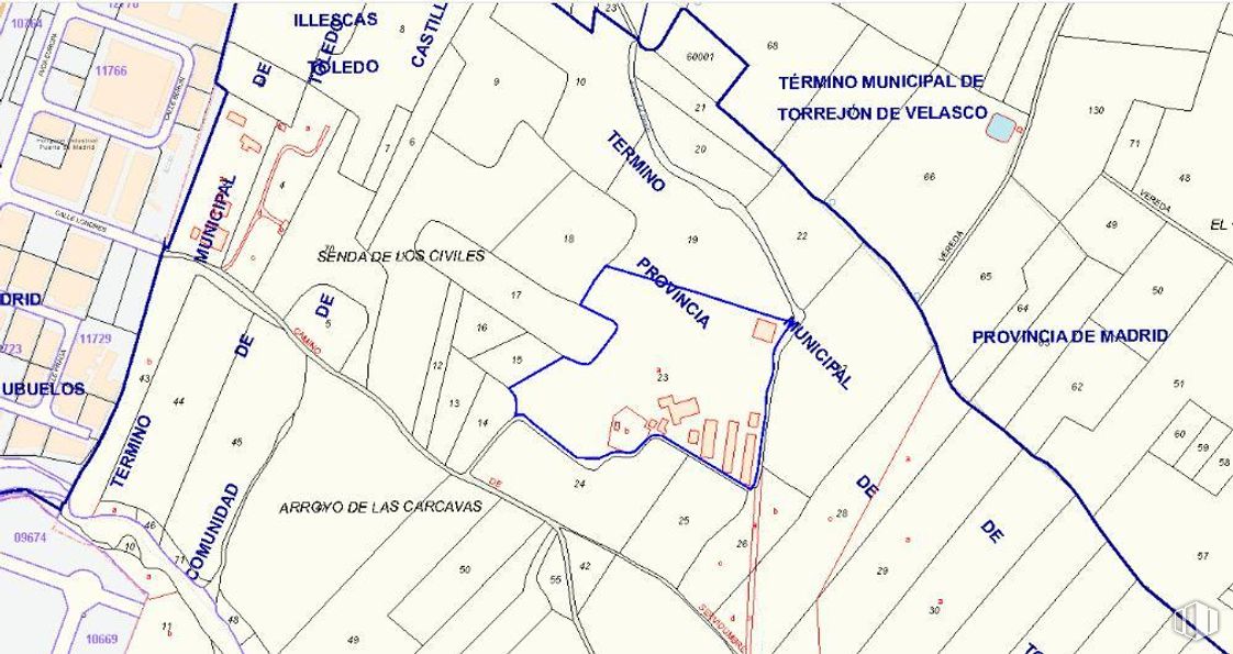 Suelo en venta en Polígono 7, Parcela 41, Illescas, Toledo, 45200 con ecorregión, infraestructura, pendiente, mundo, rectángulo, mapa, fuente, lote de terreno, triángulo y línea alrededor