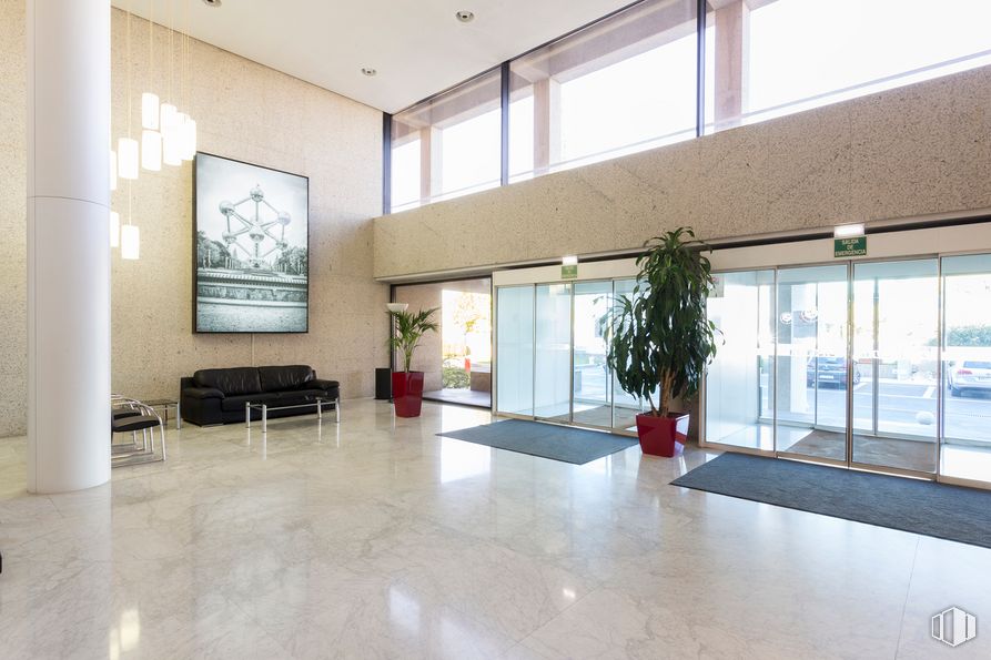 Office for rent at Edificio Bruselas, Avenida Europa, 4, Alcobendas, Madrid, 28108 with couch, picture frame, houseplant, plant, flowerpot, interior design, window, building, architecture, hall, flooring, fixture around