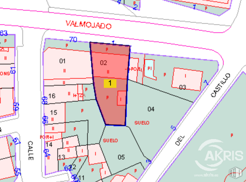 Suelo en venta en Zona centro, Casarrubios del Monte, Toledo, 45950 con mapa, rectángulo, línea, esquema, fuente, pendiente, en paralelo, diseño urbano, patrón y plan alrededor