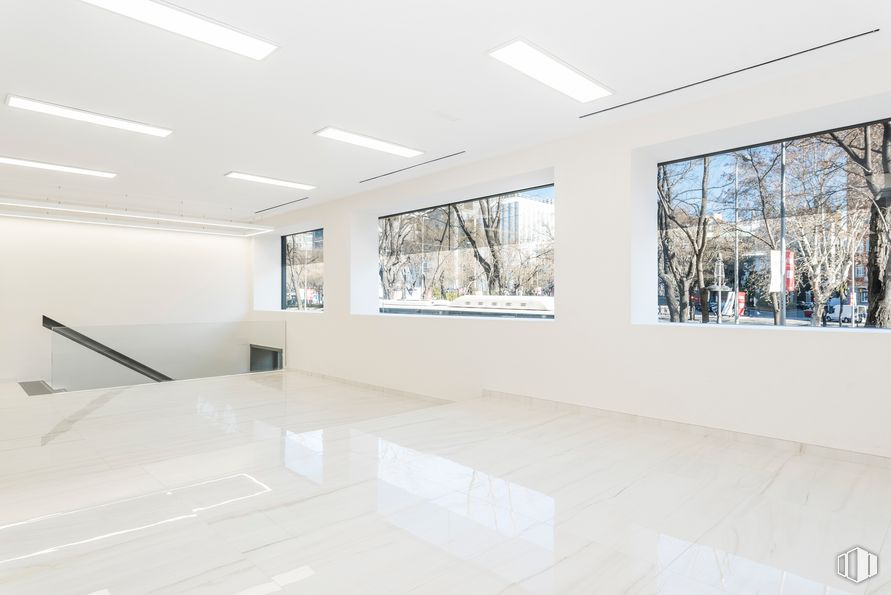 Oficina en alquiler en Paseo Castellana, Chamberí, Madrid, 28046 con ventana, edificio, accesorio, entrada, diseño de interiores, madera, piso, suelo, bienes raíces y vidrio alrededor